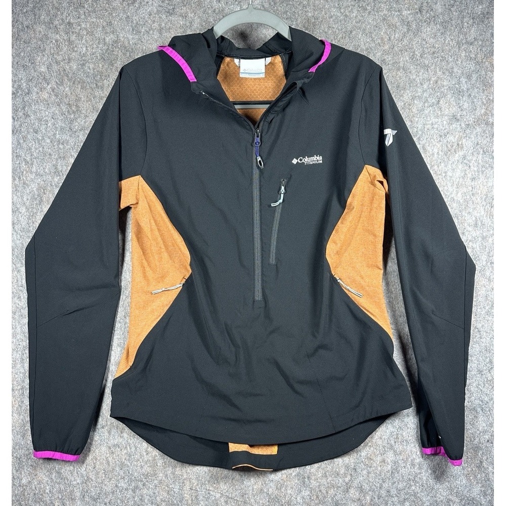 Columbia Women's Omni Wick Titanium Long Sleeve Half Zip Black Jacket Size 12